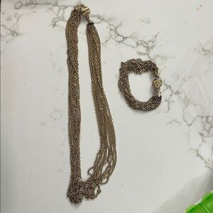 Charming Gold Necklace and Bracelet Set